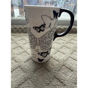 Cypress Home Whie/Black Butterfly Ceramic Coffee Mug